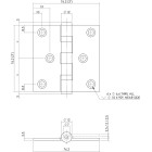 KOGELLAGERSCHARNIER RECHT 3" (76X76X2,5) RVS