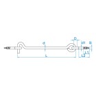 WINDHAKEN MET 2 SCHROEFOGEN 5.00X140 IJZER GEGALVANISEERD