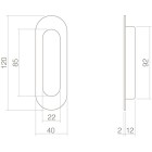 SCHUIFDEURKOM OVAAL 120X40MM BLIND ZWART