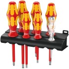 160 I/7 SCHROEVENDRAAIERSET KRAFTFORM PLUS SERIE 100 + EENPOLIGE FASETESTER + HOUDER, 7-DELIG