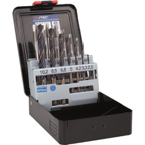 TAPPEN- EN BORENSET '320/101', DOORL, 7+7 DLG, M3-M12 ABS