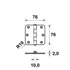 ONGELAGERD SCHARNIER/76X76X2.0/RONDHOEK/STAAL TOPCOAT