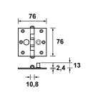 VEILIGHEIDSKOGELLAGERSCHARNIER/76X76X2.4/RECHTHOEK/STAAL TOPCOAT/SKG2