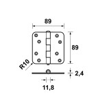 ONGELAGERD SCHARNIER/89X89X2.4/RONDHOEK/STAAL TOPCOAT