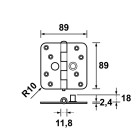 ONGELAGERD VEILIGHEIDSSCHARNIER/89X89X2.4/RONDHOEK/STAAL TOPCOAT/SKG3/LOS