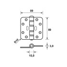 SMART EASYFIX SCHARNIER/89X89X3/RONDHOEK/STAAL ZWART