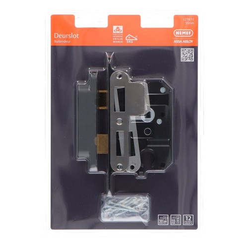 1279/17-50 DR.1+3 BLIS. VEILIGHEIDSDEURSLOT, SKG*, DM50MM, PC55MM, KRUKGAT 8MM, VOORPLAAT RVS 20X174MM AFGEROND, MESSING DAG- EN NACHTSCHOOT, SLUITKOM VS 1200, SLUITPLAAT P 1279/17, BLISTERVERPA