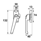 RAAMSLUITING DRUKKNOP/LINKS/ALUMINIUM WIT