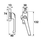 RAAMSLUITING DRUKKNOP/RECHTS/ALUMINIUM F1