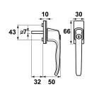 VEILIGHEIDS DRAAI-KIEP RAAMKRUK L/CILINDER/7X32/SKG2/ALUMINIUM F1