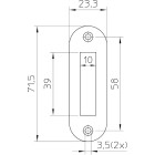 P 1256/17/U SLUITPLAAT, RVS 23.3X71.5MM AFGEROND, DR 1+2+3+4.
