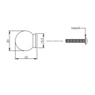 KNOP BOLROND ACHTERPLAAT ø20MM RVS