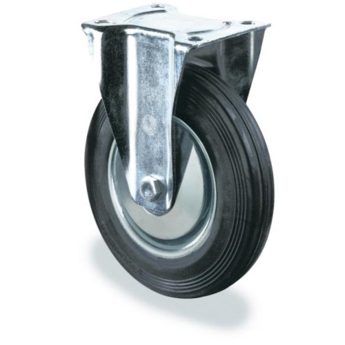 BOKWIEL WIELLICHAAM STALEN VELG ÃƒËœ 80 TOT 200MM MET DVANGKAP LOOPVLAK RUBBER ZWART ÃƒËœ 160MM WIELKA
