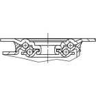 ZWENKWIEL, VORK VAN GEPERST STAAL, VERZINKT, DUBBELE KOGELDRAAIKRANS IN DE ZWENKKOP, WIELAS GESCHROEFD, STOFAFDICHTING, PLAATBEVESTIGING. WIELKERN VAN POLYAMIDE MET NIET-STREPENDE, ELASTISCHE RUBBERBAND, WIELNAAF OP ROLLAGER