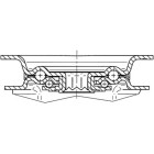 ZWENKWIEL MET DUBBELE REM, VORK VAN GEPERST STAAL, VERZINKT, DUBBELE KOGELDRAAIKRANS IN DE ZWENKKOP, WIELAS GESCHROEFD, STOFAFDICHTING, PLAATBEVESTIGING. WIELKERN VAN POLYAMIDE MET NIET-STREPENDE, ELASTISCHE RUBBERBAND, WIELNAAF OP ROLLAGER
