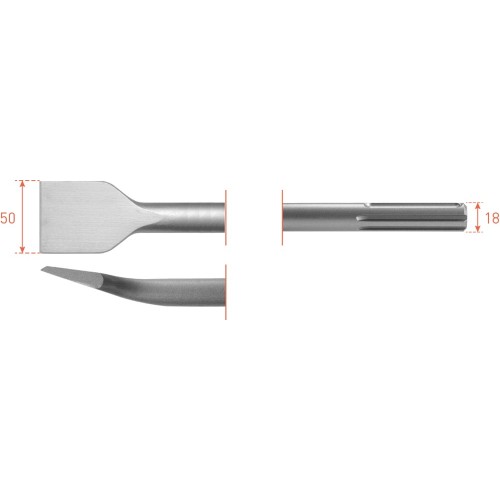 SDS-MAX TEGELBEITEL, GEBOGEN, 50X300