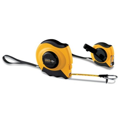 KOMELON MEETBAND FASTBACKERGO 30MX10MM STAAL/NYLON,MAGNETISCHE HAAK/RING 0-PUNT, GESLOTEN ABS/RUBBER KAST